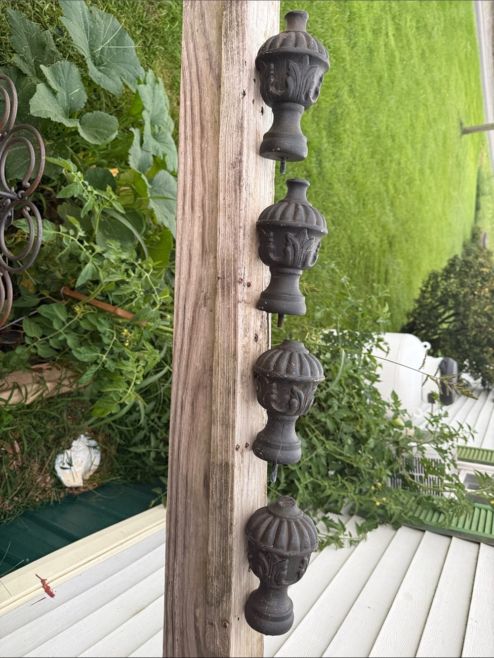 Decorative Black bed post caps vintage iron